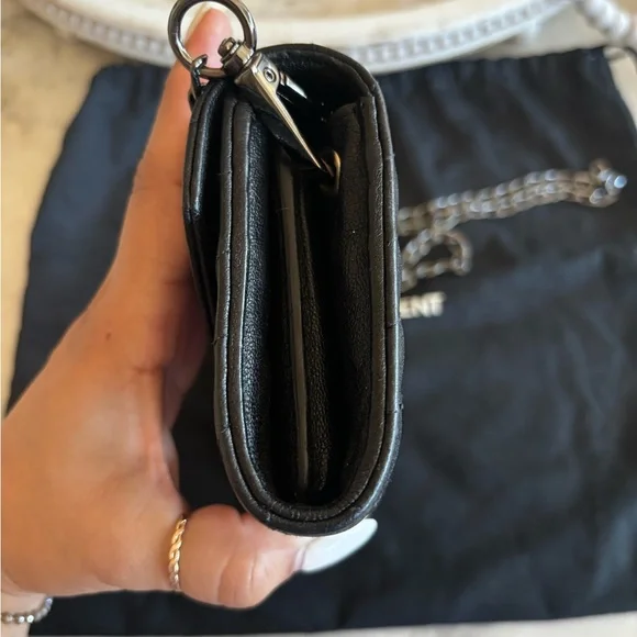 RARE Saint Laurent Calfskin Matelasse Chevron Heart Patchwork Monogram WOC-Black - Picture 7 of 15